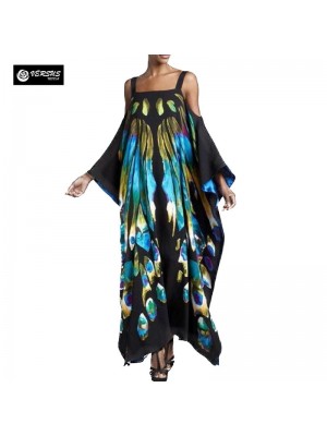 Copricostume Caftano Lungo Donna Mare Multicolor Woman Boho Chic Kaftan COV0269